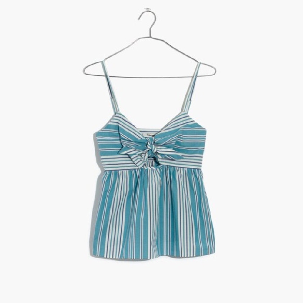 Madewell Blue & White Striped Tie-Front Keyhole Cami Tank Top Size 4